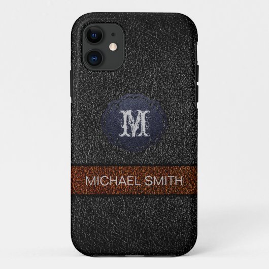 Bruin en zwart leder Case-Mate iPhone case (Achterkant)