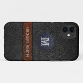 Bruin en zwart leder Case-Mate iPhone case (Achterkant (horizontaal))