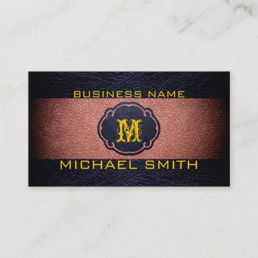 Bruin en zwart leder visitekaartje (Voorkant)