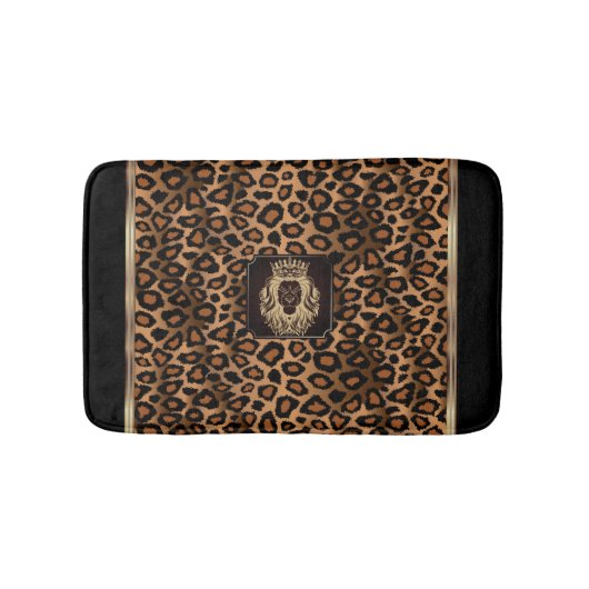 Bruin en zwart luipatroon met luienkop badmat (Voorkant)