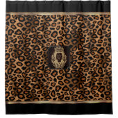 Bruin en zwart luipatroon met luienkop douchegordijn (Voorkant)