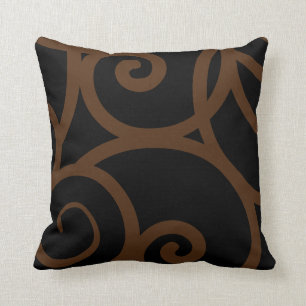 Bruin en zwart modern abstract designkussen kussen