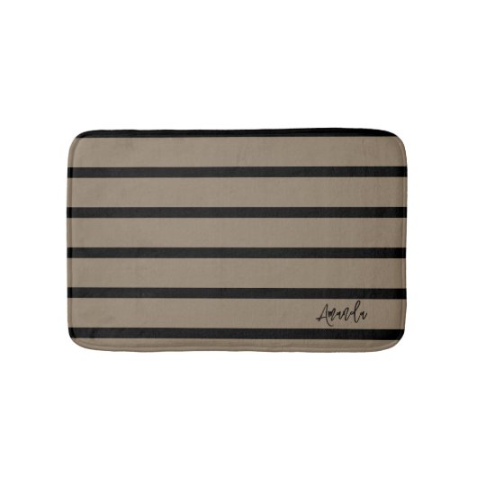 Bruin en zwart strepen patroon gepersonaliseerd badmat (Voorkant)