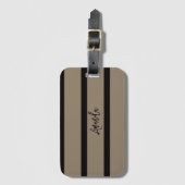 Bruin en zwart strepen patroon gepersonaliseerd bagagelabel (Voorkant (verticaal))