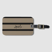 Bruin en zwart strepen patroon gepersonaliseerd bagagelabel (Voorkant (horizontaal))