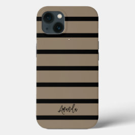 Bruin en zwart strepen patroon gepersonaliseerd Case-Mate iPhone case