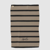 Bruin en zwart strepen patroon gepersonaliseerd golfhanddoek (Voorkant)