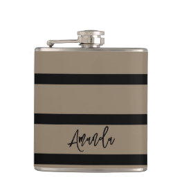 Bruin en zwart strepen patroon gepersonaliseerd heupfles