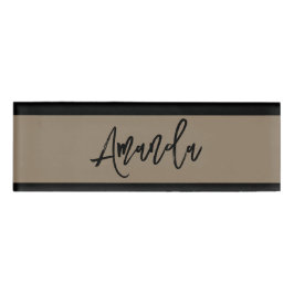 Bruin en zwart strepen patroon gepersonaliseerd naambadge