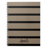 Bruin en zwart strepen patroon gepersonaliseerd notitieboek (Voorkant)