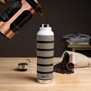 Bruin en zwart strepen patroon gepersonaliseerd waterfles