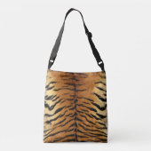 Bruin en zwart tijgerpatroon textiel crossbody tas (Achterkant)