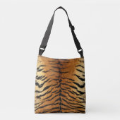 Bruin en zwart tijgerpatroon textiel crossbody tas (Voorkant)