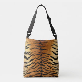 Bruin en zwart tijgerpatroon textiel crossbody tas