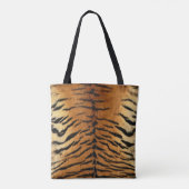 Bruin en zwart tijgerpatroon textiel tote bag (Achterkant)