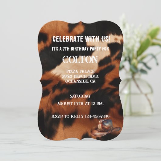 Bruin en Zwart Western Koeienhuid Kaart (Staand voorkant)