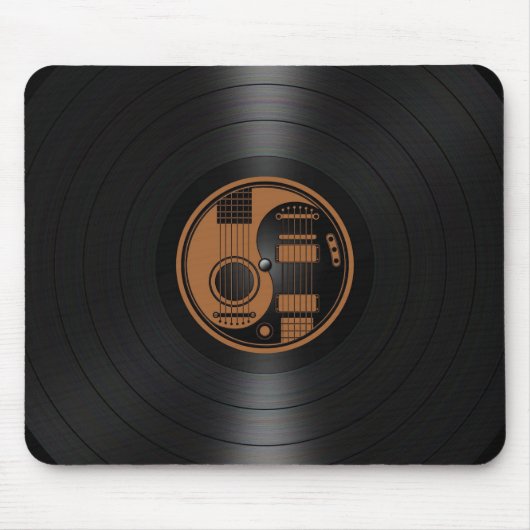 Bruin en zwart Yin Yang Guitars Vinyl Graphic Muismat (Voorkant)