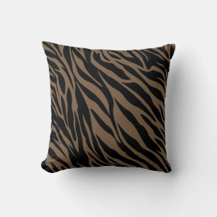 Bruin en zwart zebraprint kussen