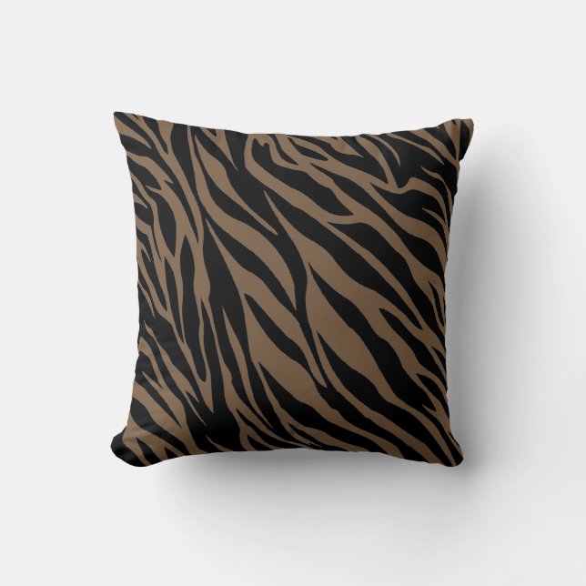 Bruin en zwart zebraprint kussen (Voorkant)