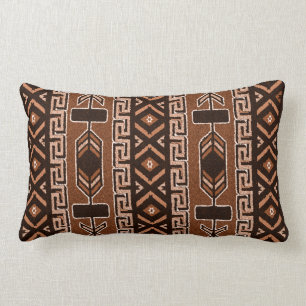 Bruin en zwart zuidwestelijk tribal Aztec patroon Kussen