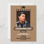 Bruin- en Zwarte Moderne Schoolafstudeerpartij Kaart (Voorkant)
