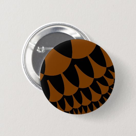 Bruin- en zwarte schalen ronde button 5,7 cm (Voorkant /achterkant)