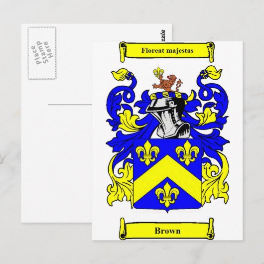 Bruin (Engels) wapenschild Briefkaart (Voorkant / Achterkant)