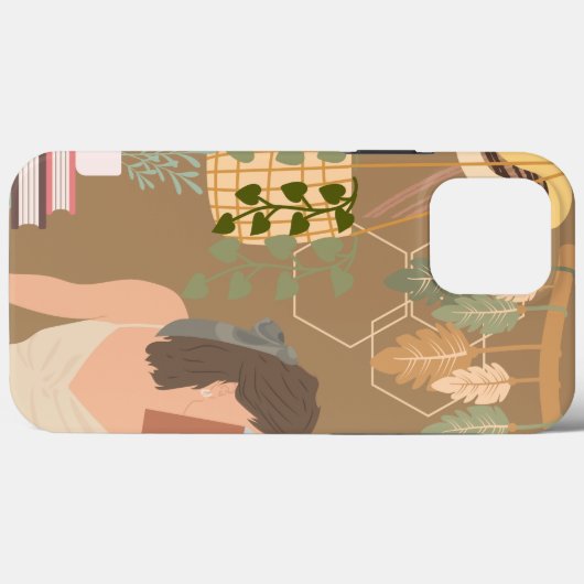 Bruin Esthetisch Vrouw Leesboek Case-Mate iPhone Case (Achterkant (horizontaal))