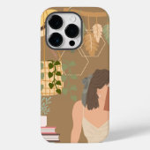 Bruin Esthetisch Vrouw Leesboek Case-Mate iPhone Case (Achterkant)