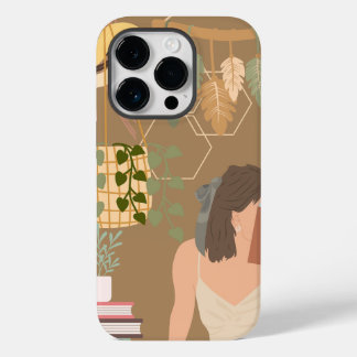 Bruin Esthetisch Vrouw Leesboek Case-Mate iPhone 14 Pro Hoesje