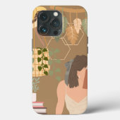 Bruin Esthetisch Vrouw Leesboek Case-Mate iPhone Case (Achterkant)