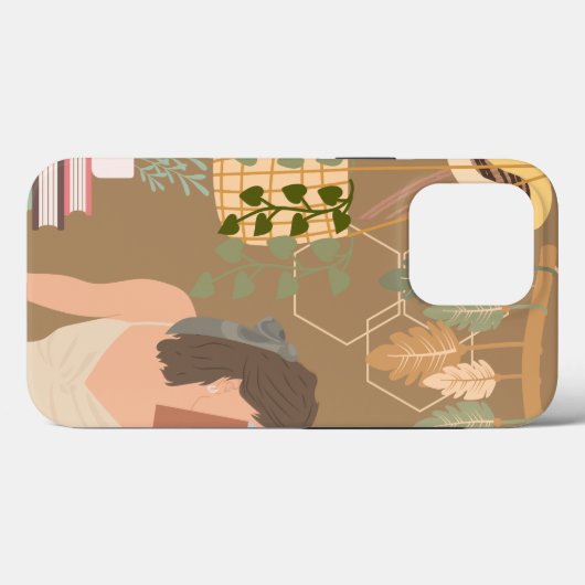 Bruin Esthetisch Vrouw Leesboek Case-Mate iPhone Case (Achterkant (horizontaal))