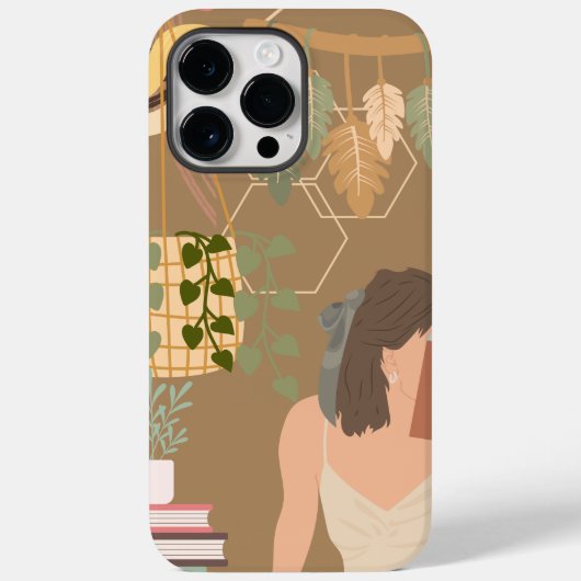 Bruin Esthetisch Vrouw Leesboek Case-Mate iPhone Case (Achterkant)
