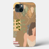 Bruin Esthetisch Vrouw Leesboek Case-Mate iPhone Case (Achterkant)