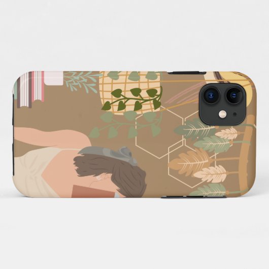 Bruin Esthetisch Vrouw Leesboek Case-Mate iPhone Case (Achterkant (horizontaal))