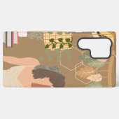 Bruin Esthetisch Vrouw Leesboek Samsung Galaxy Hoesje (Achterkant horizontaal)