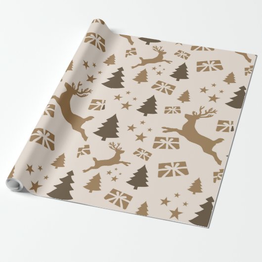  bruin esthetische Cadeaus en bomen Cadeaupapier (Uitgerold)