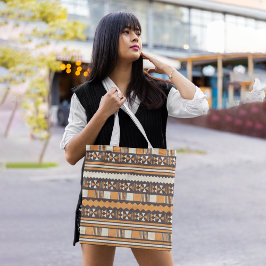 Bruin etnisch aztec tote bag