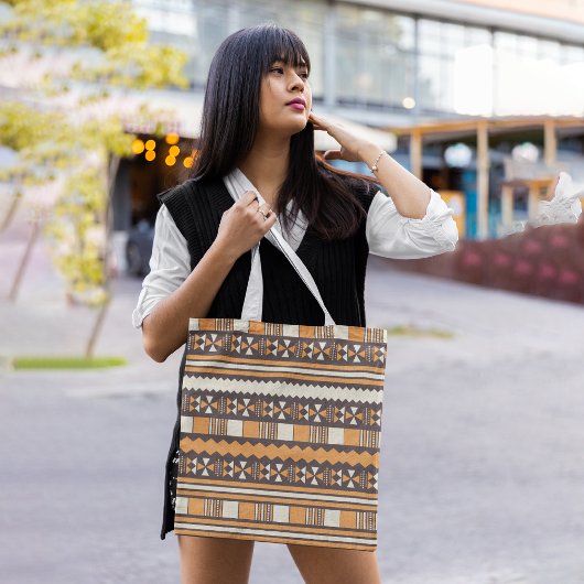 Bruin etnisch aztec tote bag