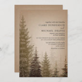 Bruin Evergreen Tree Rustieke bruiloft uitnodiging (Voorkant / Achterkant)