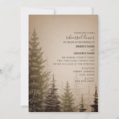 Bruin Evergreen Trees Bruiloft repetitie diner Kaart (Voorkant)