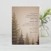 Bruin Evergreen Trees Bruiloft repetitie diner Kaart (Staand voorkant)
