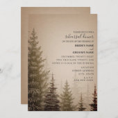 Bruin Evergreen Trees Bruiloft repetitie diner Kaart (Voorkant / Achterkant)