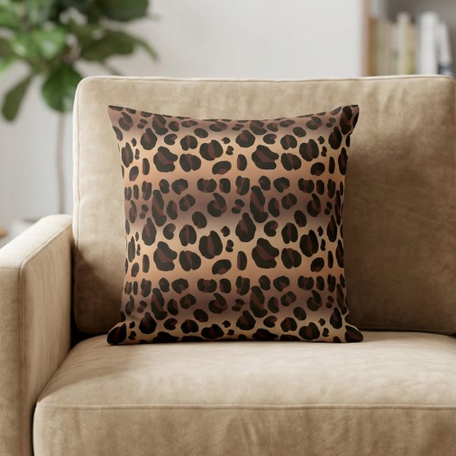 Bruin Exotisch Leopard Print Sierkussen (Animal Print Leopard Pattern Pillow)
