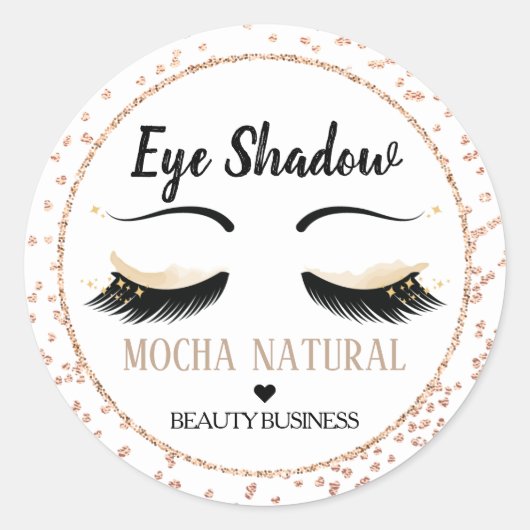 Bruin Eye Shadow Glitter Wimpers Sticker Label (Voorkant)