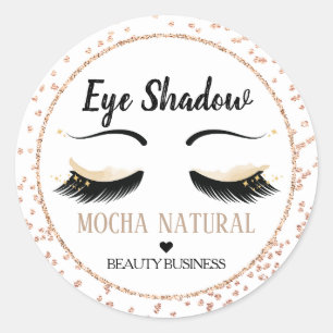 Bruin Eye Shadow Glitter Wimpers Sticker Label