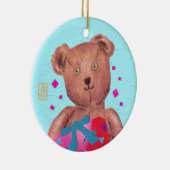 Bruin-Eyed Teddy Bear Birthday Ceramic Ornament (Rechts)