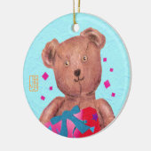 Bruin-Eyed Teddy Bear Birthday Ceramic Ornament (Links)