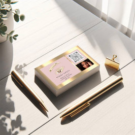Bruin Eyelash Brow Makeup Logo Qr Code Roos Foto Visitekaartje