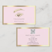 Bruin Eyelash Brow Makeup Logo QrCode Blush Gold Visitekaartje (Voorkant / Achterkant)